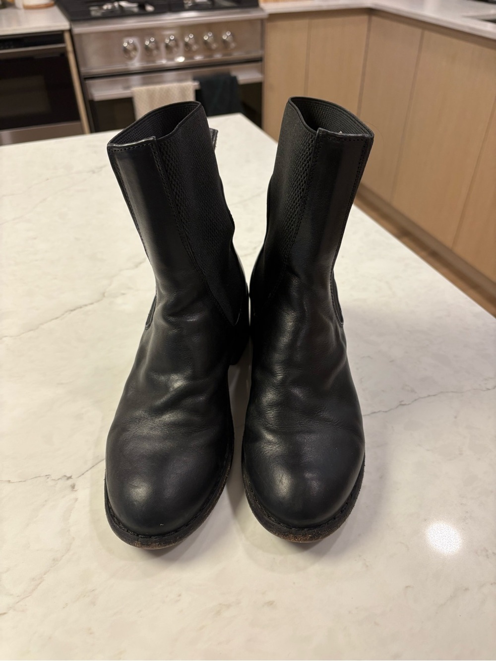 Fiorentini + Baker Black Leather Mid-Calf Heeled Boots